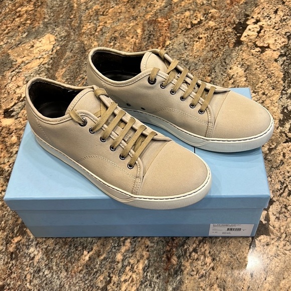 LANVIN OF PARIS TRAINER low top canvas sneakers, beige size 8 - Picture 13 of 14